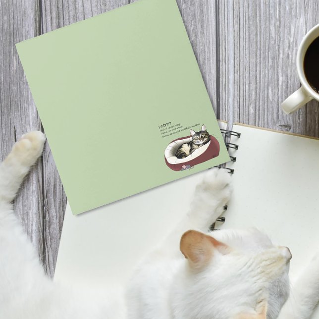 Sarcastic Lazy Tabby Cat Humor Sage Green Notepad (Creator Uploaded)