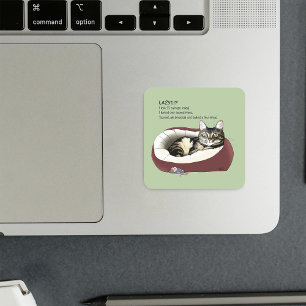 Sarcastic Lazy Tabby Cat Humor Sage Green Square Sticker