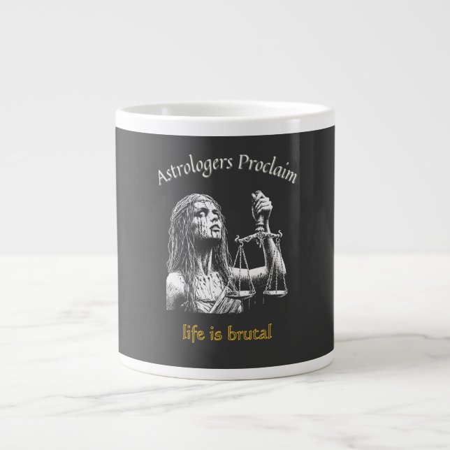 Sarcastic Libra Horoscope – Life Is Brutal Giant Coffee Mug (Front)