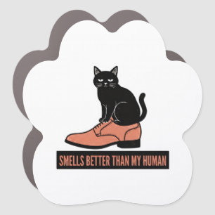 Sarcastic Linocut Cat in Shoe Meme Car Magnet