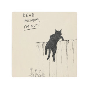 sarcastic monday cat metal print