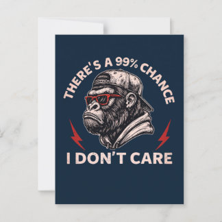 Sarcastic Monkey Graphic In Backward Hat & Shades Postcard