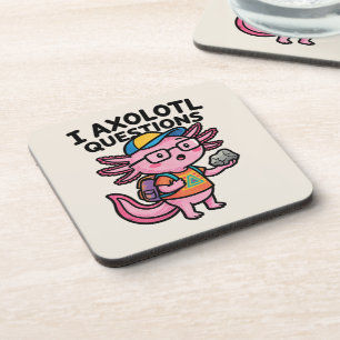 Sarcastic Nerd Axolotl I Axolotl Questions Meme Beverage Coaster