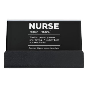Sarcastic Nurse Definition: Hold My Beer Desk Business Card Holder