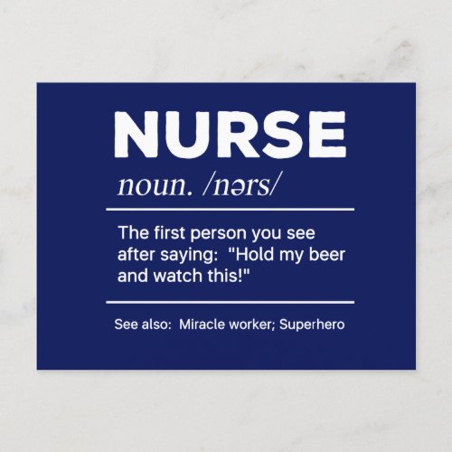 Sarcastic Nurse Definition: Hold My Beer Postcard