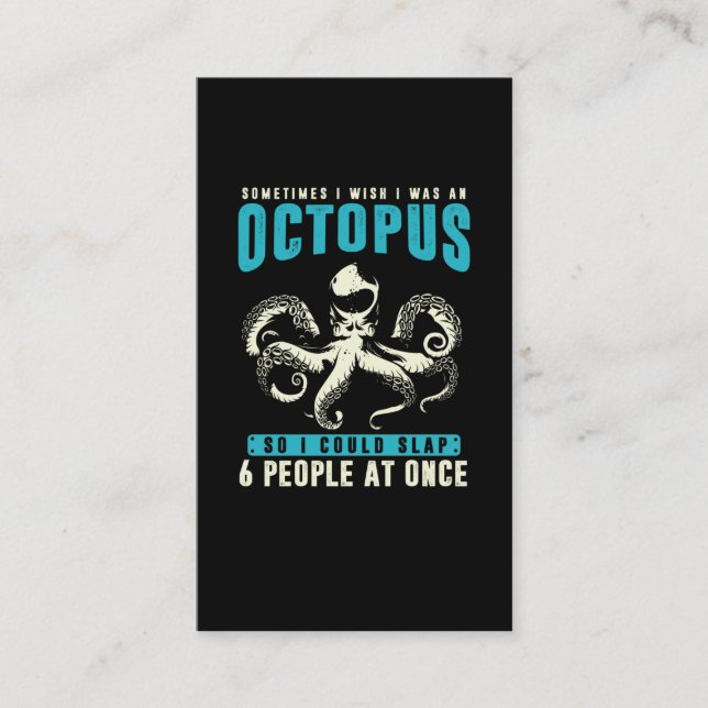 Sarcastic Octopus Humor Kraken Sea Animal Fun Business Card (Front)