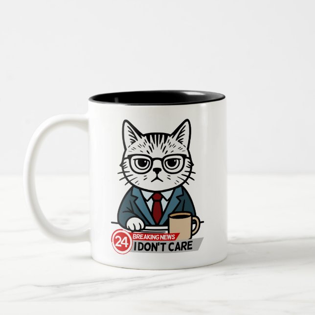 Sarcastic Office Humor Cat  Two-Tone Coffee Mug (Left)