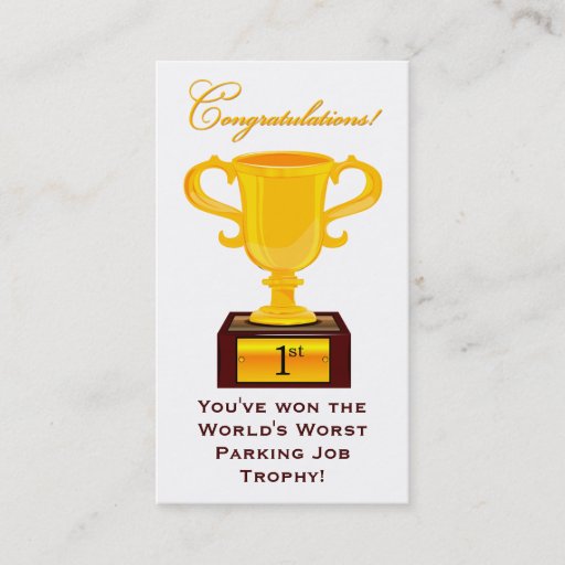 Customizable Sarcastic Parking Trophy Business Card
