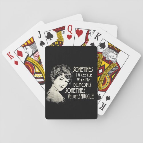 Sarcastic Phrase Womens Meme Sometimes I Wrestle  Playing Cards