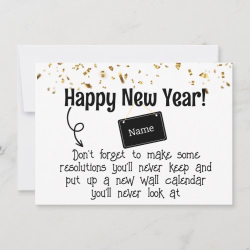 Sarcastic Resolution Funny Happy New year Confetti Holiday Card