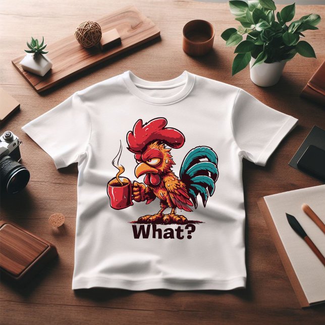 Sarcastic rooster drinking coffee gift idea T-Shirt (Creator Uploaded)