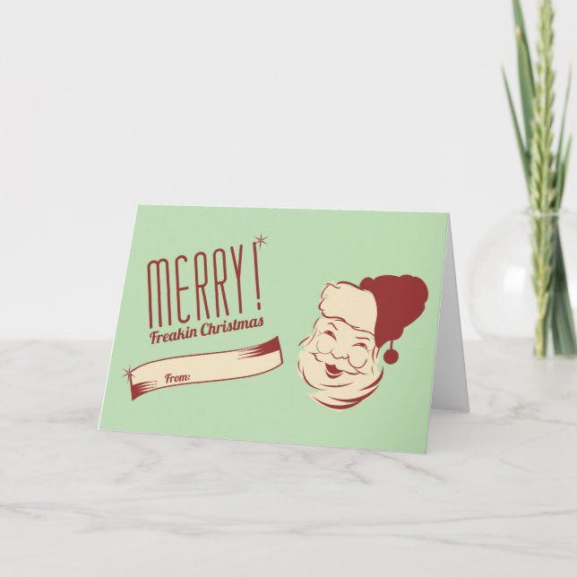 Sarcastic Santa Christmas Card (blank inside) (Front)