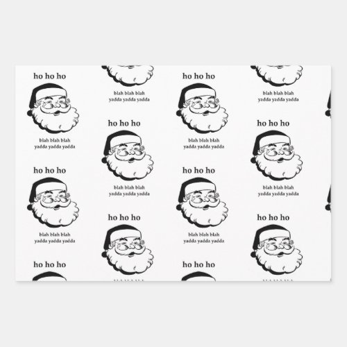 Sarcastic Santa Wrapping Paper Black and White