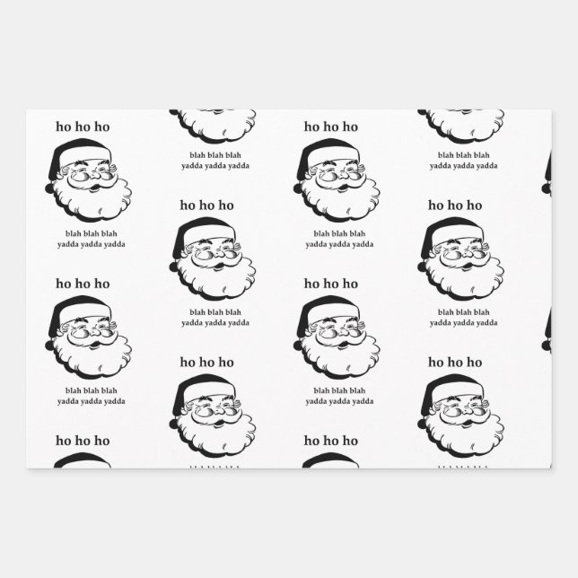 Sarcastic Santa Wrapping Paper Black and White (Front)