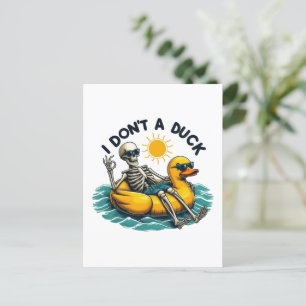 Sarcastic Skeleton on Duck Postcard