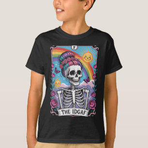 Sarcastic Skeleton The Idgaf Funny Tarot Card Goth T-Shirt