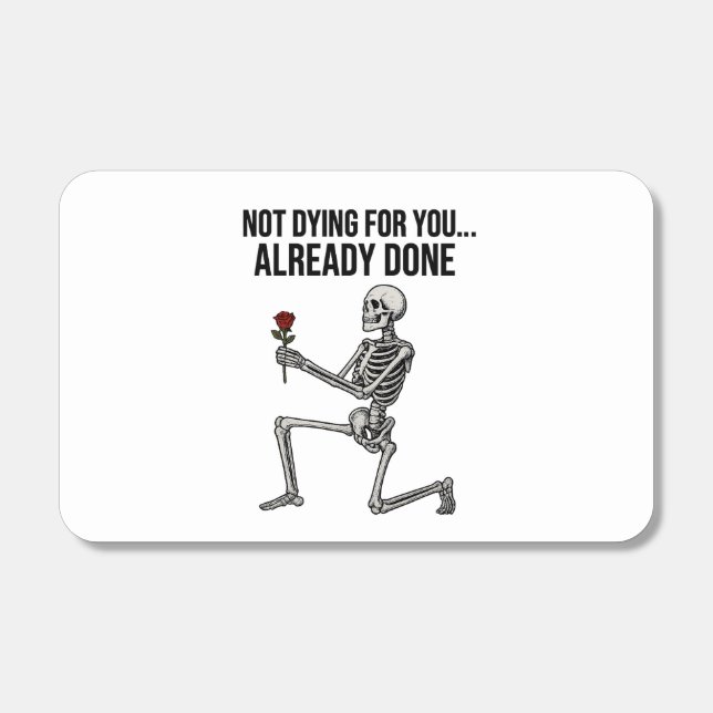 Sarcastic Skeleton with Rose – Dark Humor Quote Matchboxes (Front)