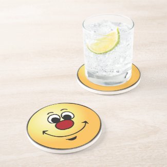 Sarcastic Smiley Face Grumpey Beverage Coaster