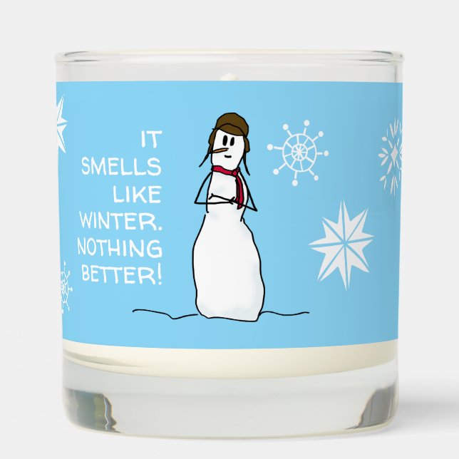 Sarcastic Snowman Smells Winter Scented Candle (Front)