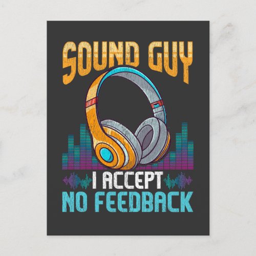Sarcastic Sound Guy Headphones DJ Sound Engineer Postcard