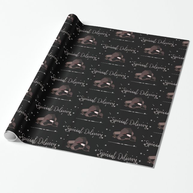 Sarcastic Special Delivery Script Lumps of Coal Wrapping Paper (Unrolled)