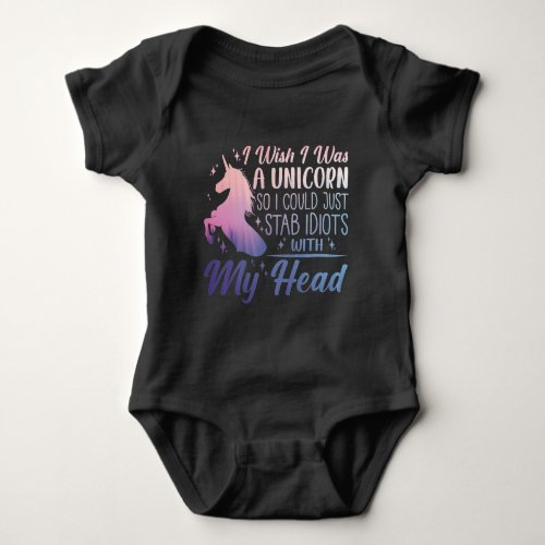 Sarcastic Unicorn Gift Stab Idiots Inappropriate Baby Bodysuit