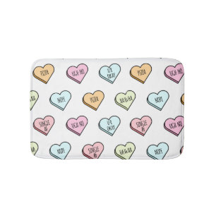 Sarcastic Valentine’s Candy Heart Pattern Bathroom Mat