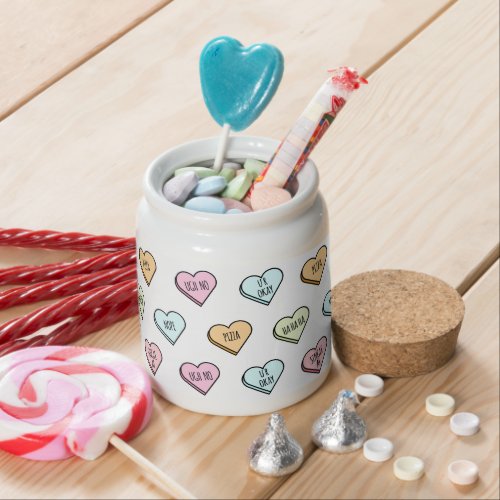 Sarcastic Valentines Candy Heart Pattern Candy Jar