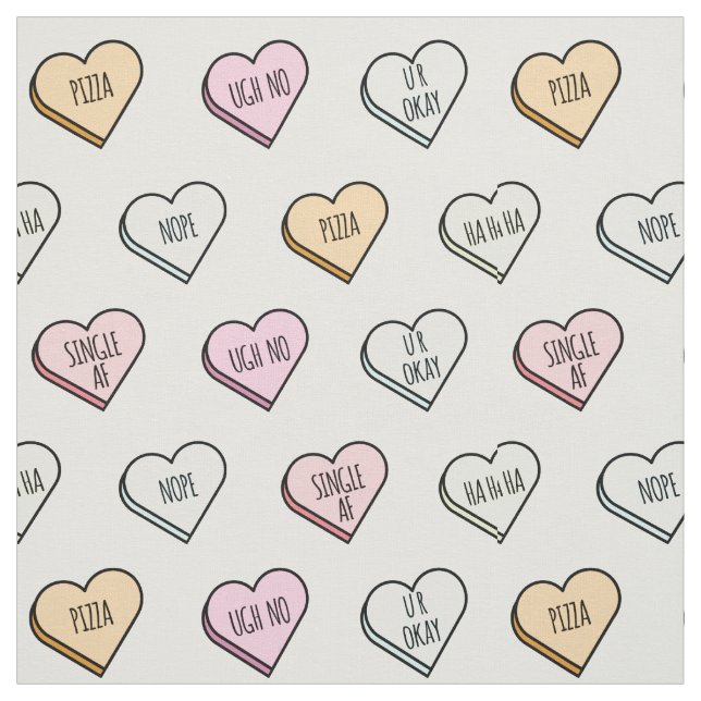 Sarcastic Valentine’s Candy Heart Pattern Fabric (Swatch)