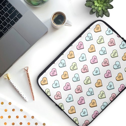 Sarcastic Valentines Candy Heart Pattern Laptop Sleeve
