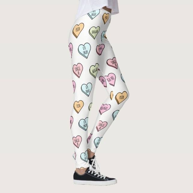 Sarcastic Valentine’s Candy Heart Pattern Leggings (Right)