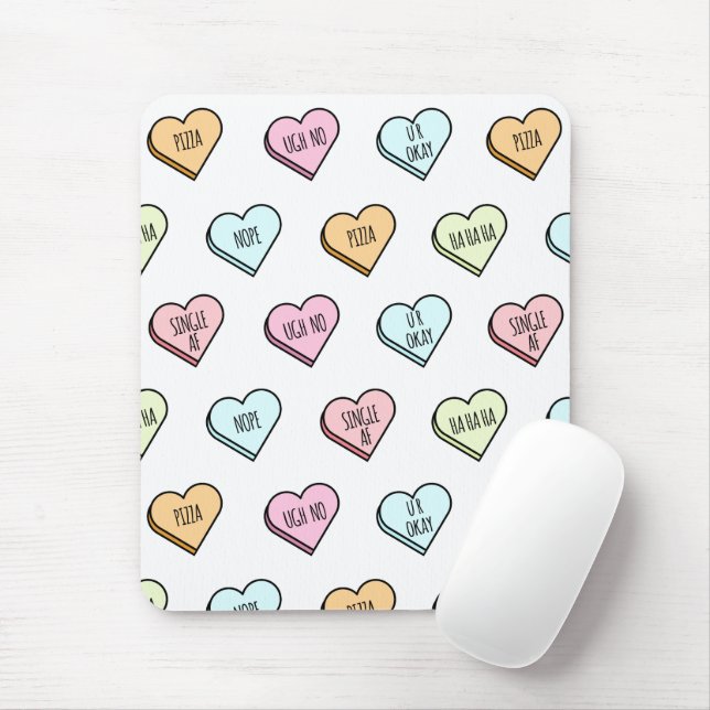 Sarcastic Valentine’s Candy Heart Pattern Mouse Pad (With Mouse)