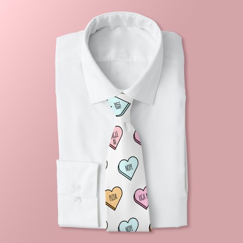 Sarcastic Valentines Candy Heart Pattern Neck Tie