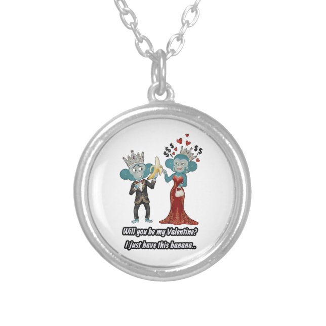 sarcastic valentine's day  silver plated necklace (Front)