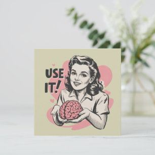Sarcastic Vintage Use Your Brain Aesthetic 50s  Invitation