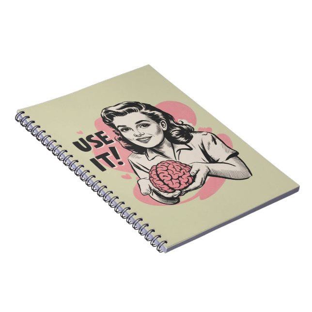 Sarcastic Vintage Use Your Brain Aesthetic 50s  Notebook (Right Side)