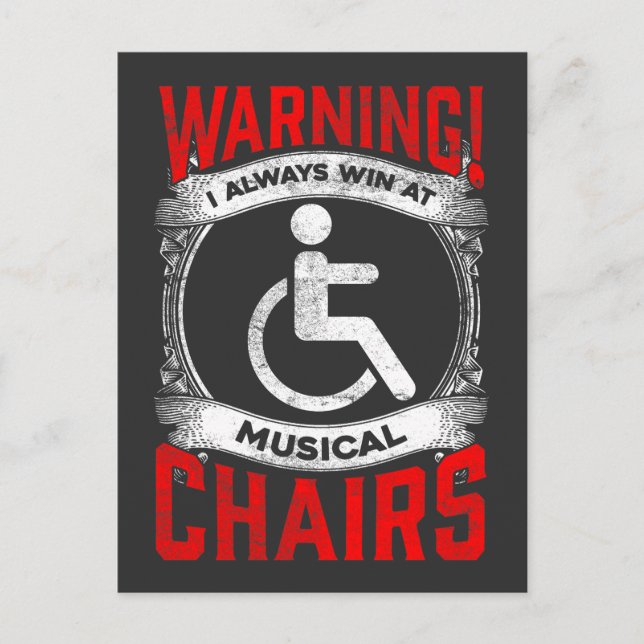 Sarcastic Wheelchair Funny Handicap Musical Joke Postcard (Front)