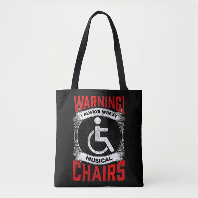 Sarcastic Wheelchair Funny Handicap Musical Joke Tote Bag (Front)
