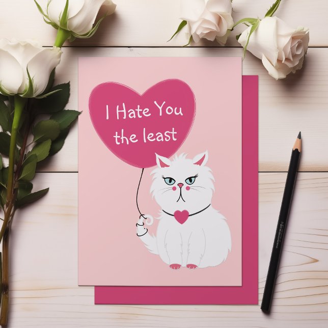 Sarcastic White Cat Funny Valentine's Day  Holiday Card (Creator Uploaded)