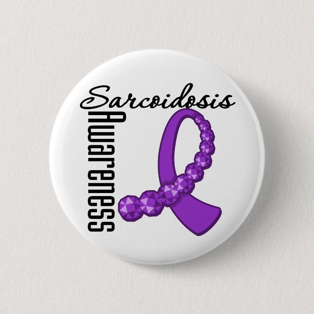 Sarcoidosis Awareness Gemstone Ribbon Pinback Button (Front)
