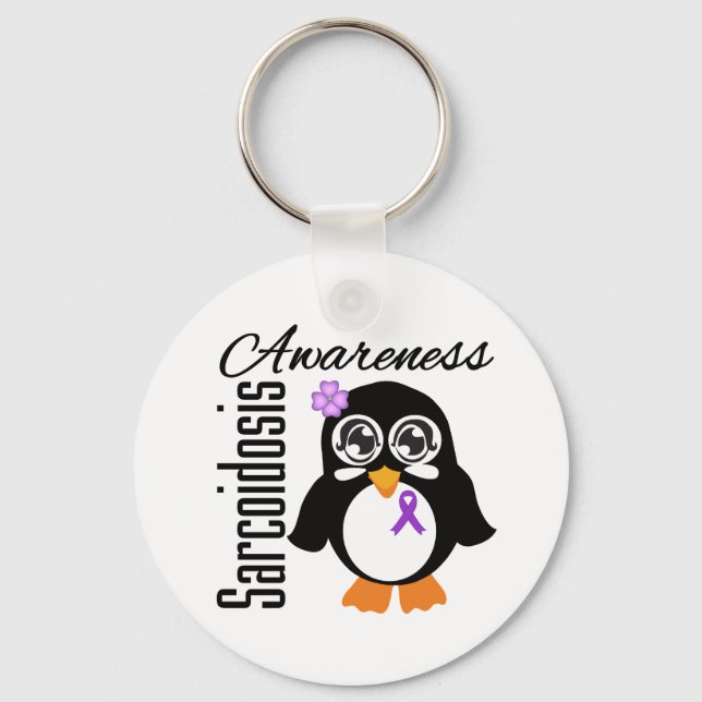 Sarcoidosis Awareness Penguin Keychain (Front)