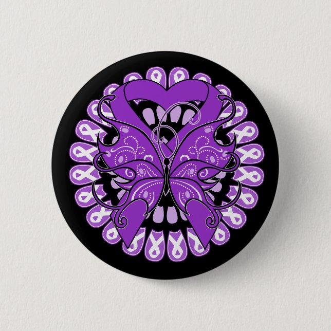 Sarcoidosis Butterfly Circle of Ribbons Button (Front)