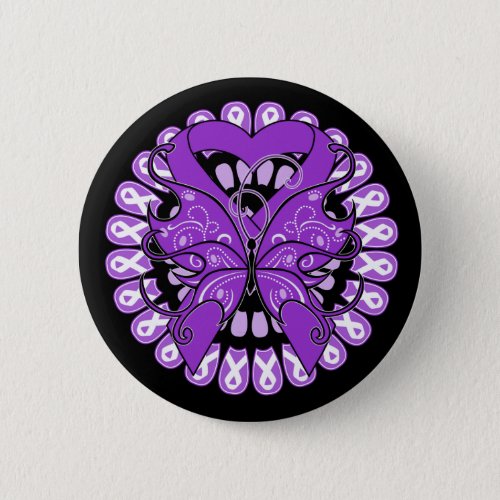 Sarcoidosis Butterfly Circle of Ribbons Button