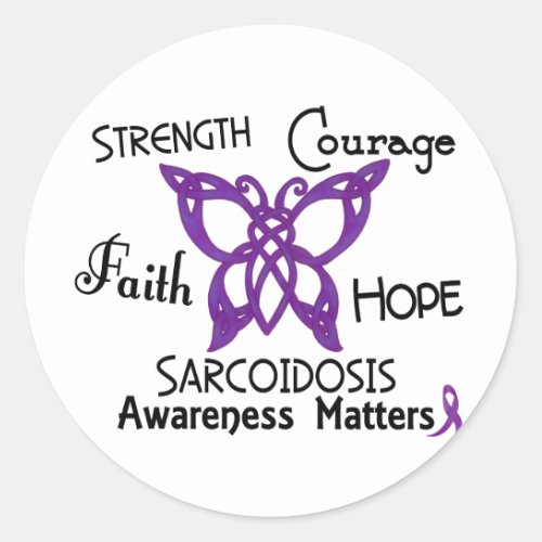 Sarcoidosis Celtic Butterfly 3 Classic Round Sticker