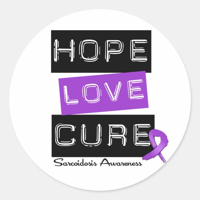 Sarcoidosis Hope Love Cure Classic Round Sticker (Front)