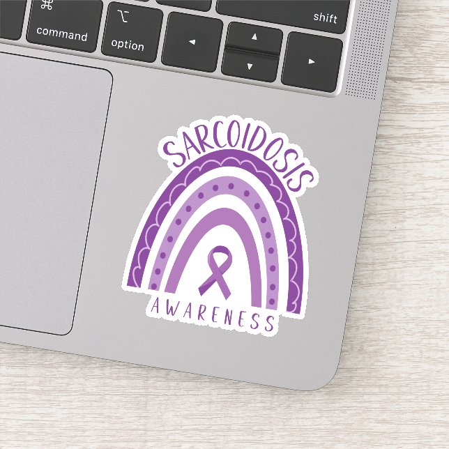 Sarcoidosis Purple Rainbow Ribbon Awareness Sticker (Detail)
