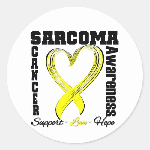 Sarcoma Awareness Brushed Heart Ribbon Classic Round Sticker