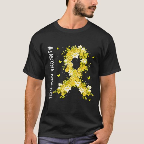 Sarcoma Awareness Flower Yellow Ribbon T_Shirt