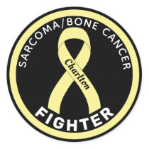 Sarcoma/Bone Cancer Fighter Ribbon Black Classic Round Sticker
