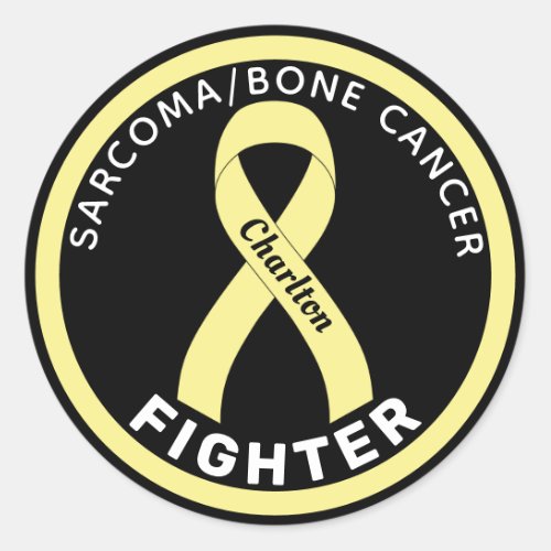 SarcomaBone Cancer Fighter Ribbon Black Classic Round Sticker